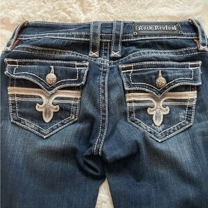 Rock Revival Women's LOW RISE Dark washed boot cut jean size 27